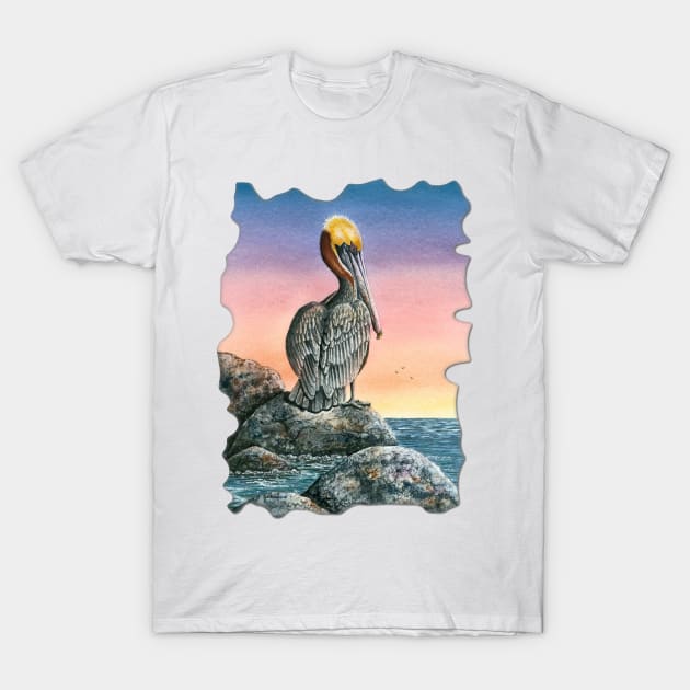 Pelican T-Shirt by Dave Bartholet Wildlife Art